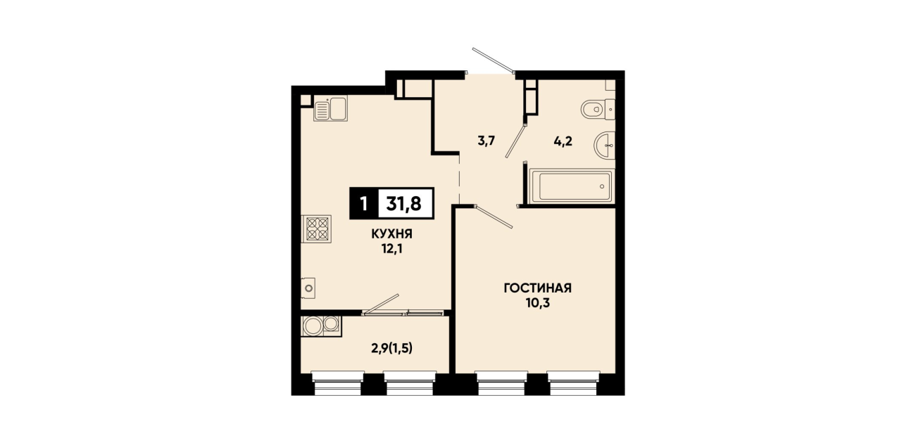 1-комнатная