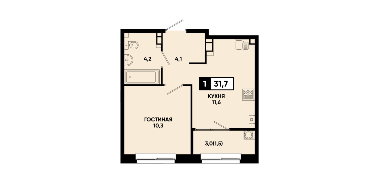 1-комнатная