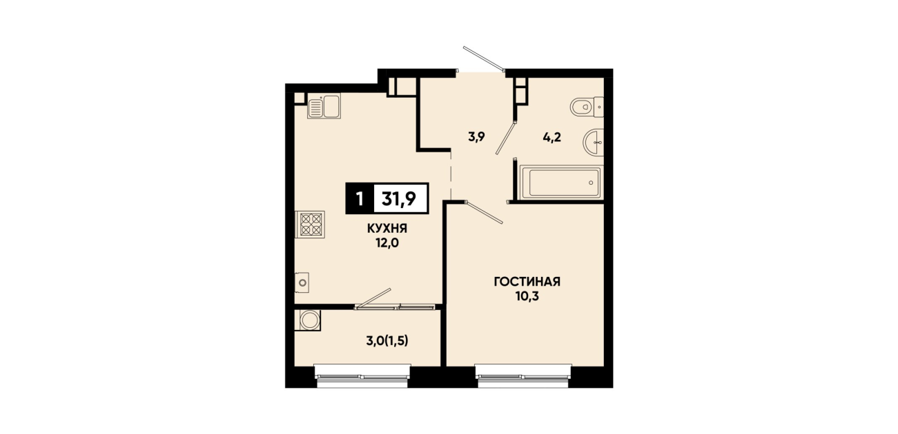 1-комнатная