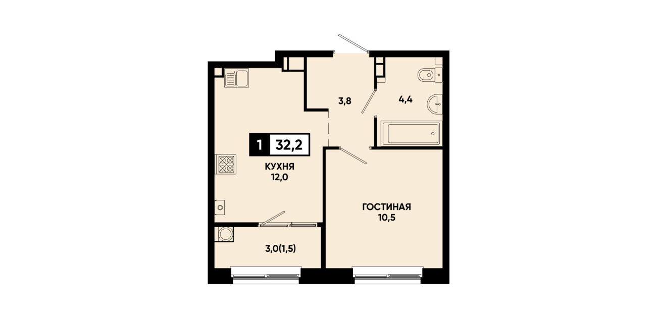 1-комнатная