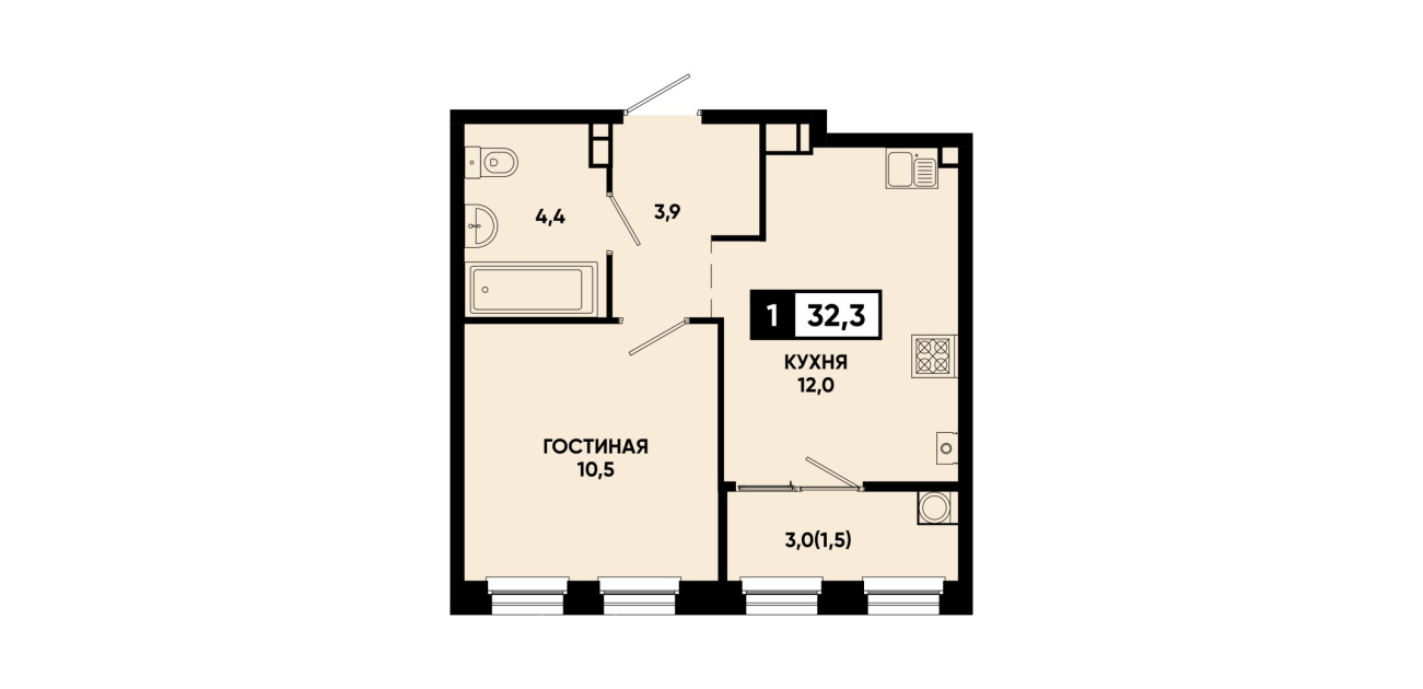 1-комнатная