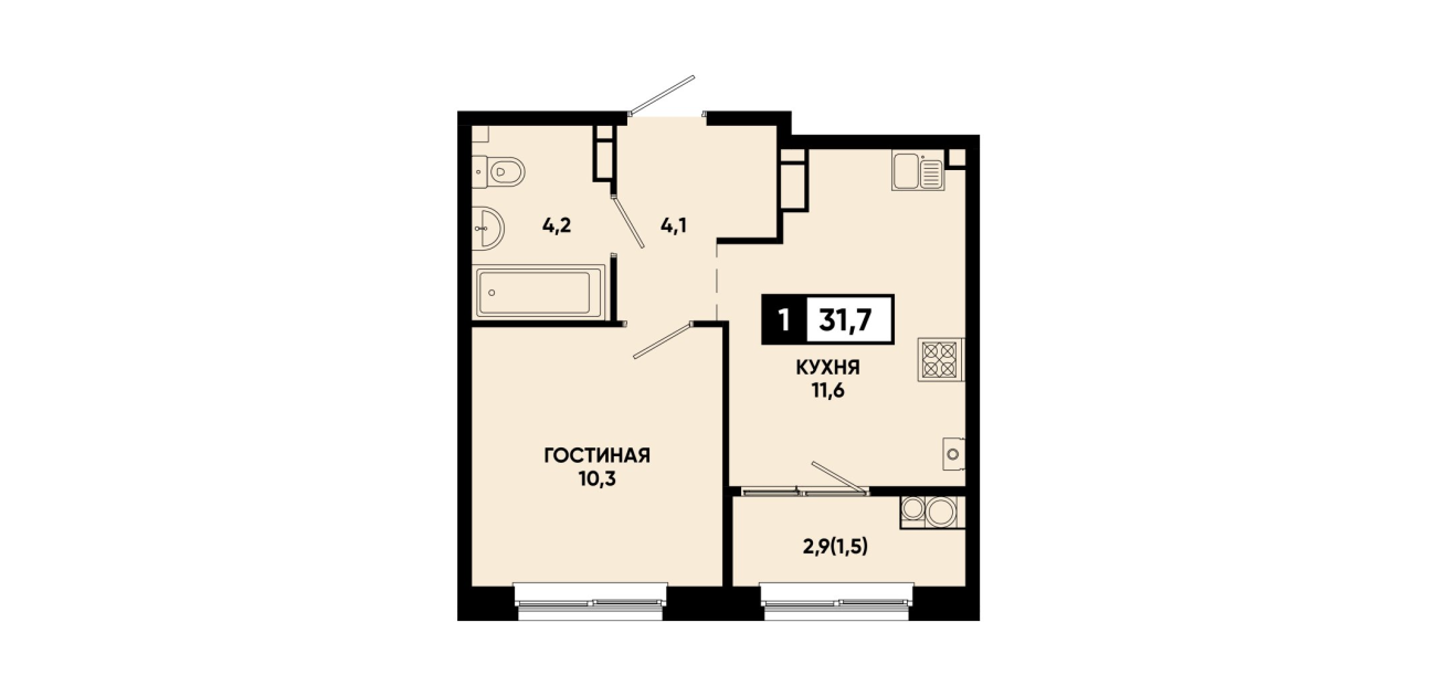 1-комнатная