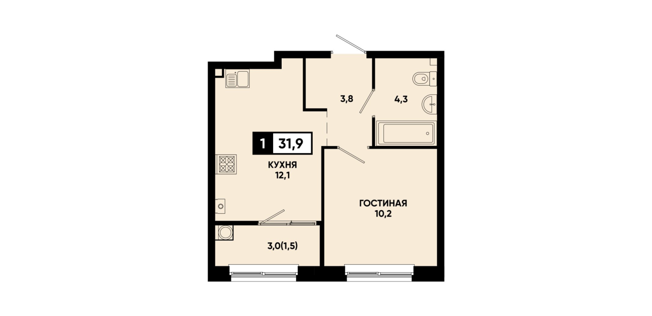 1-комнатная